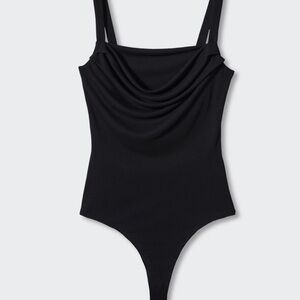 Mango Black Draped Bodysuit